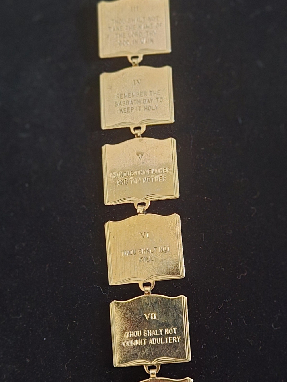 Vintage Gold Tone Ten Commandments Bookmark